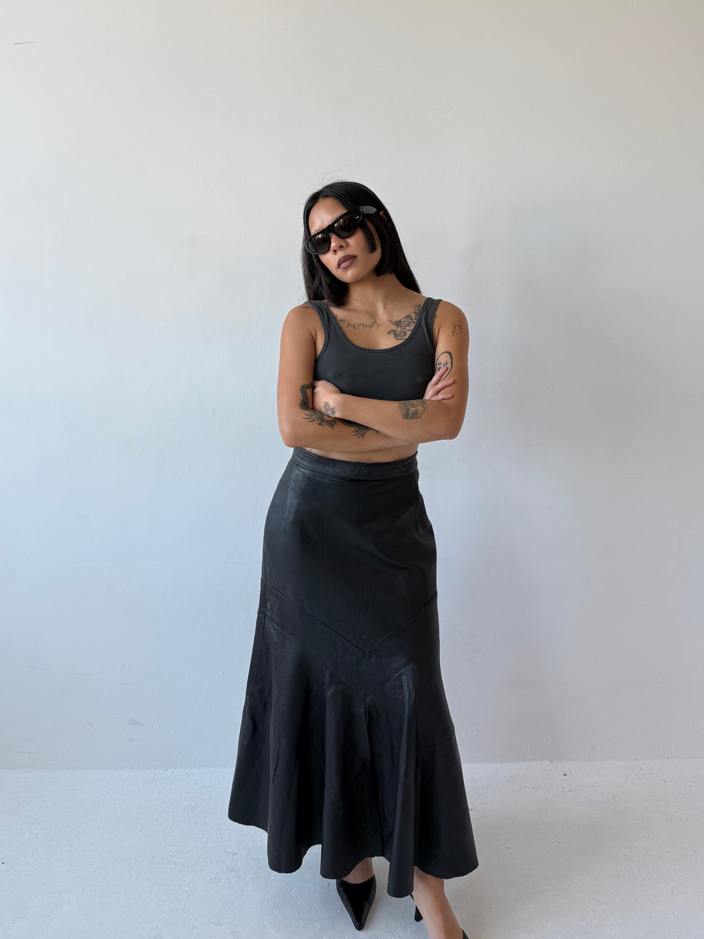 LEATHER FISHTAIL SKIRT