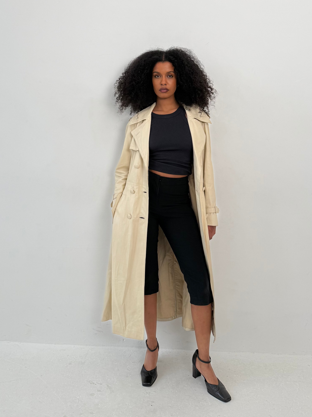 Butter Leather trench coat