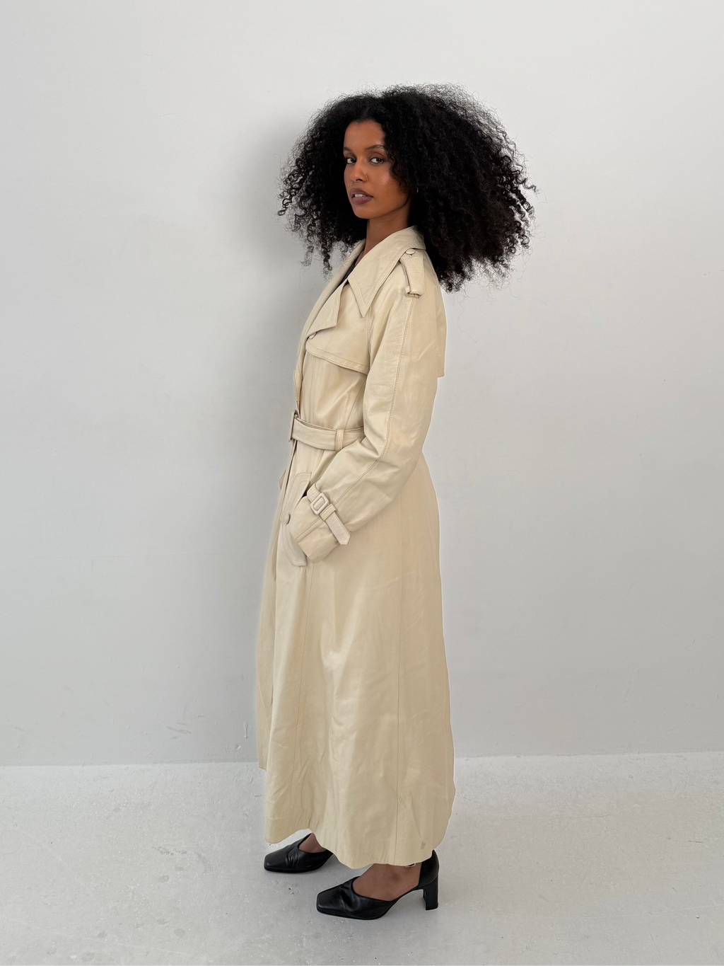 Butter Leather trench coat