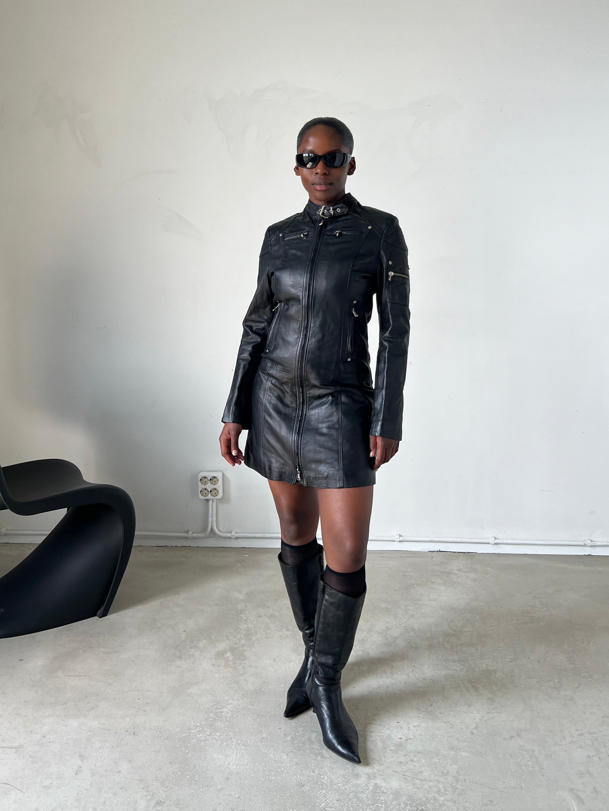 LEATHER BIKER DRESS