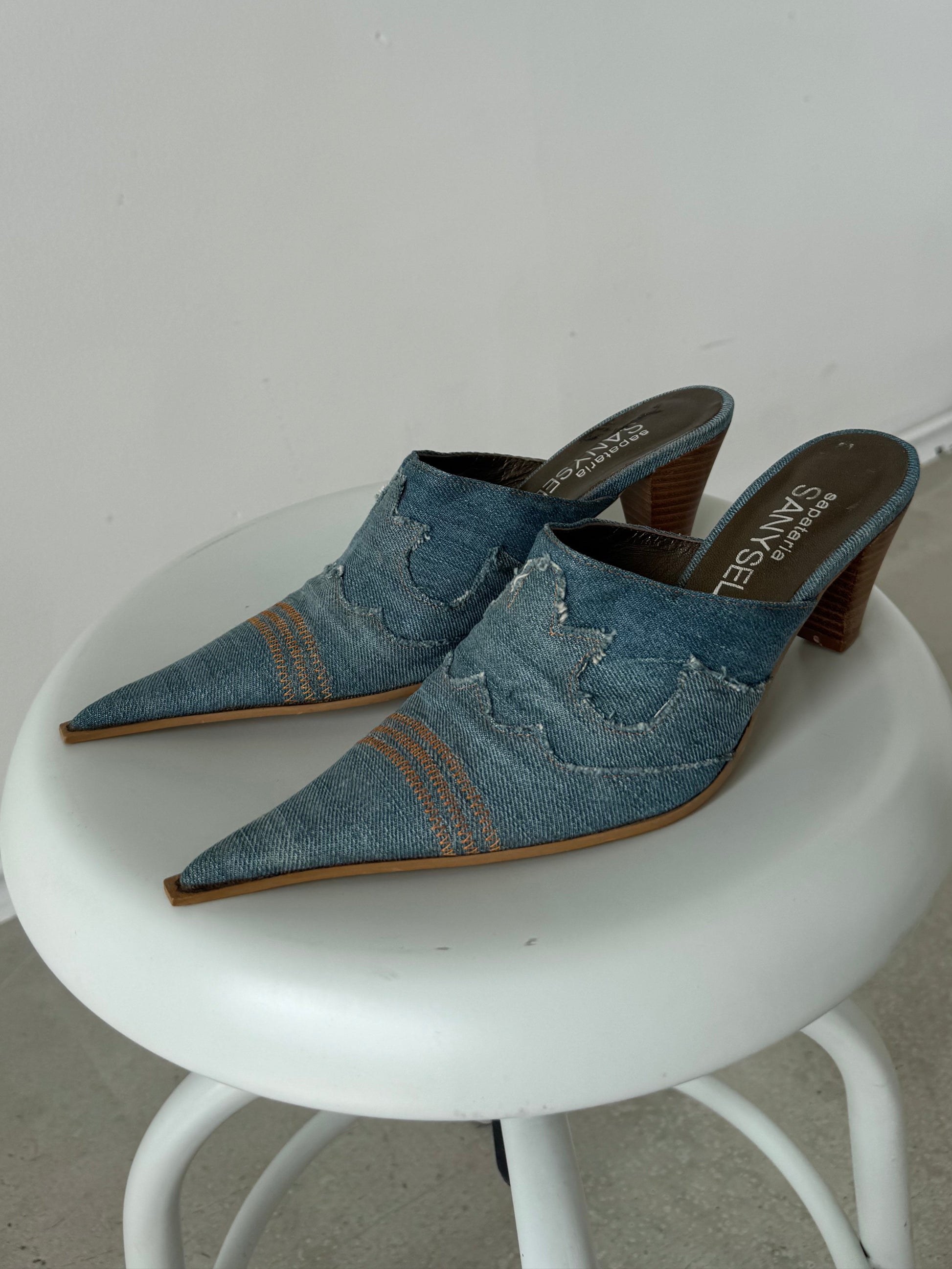 DENIM MULES