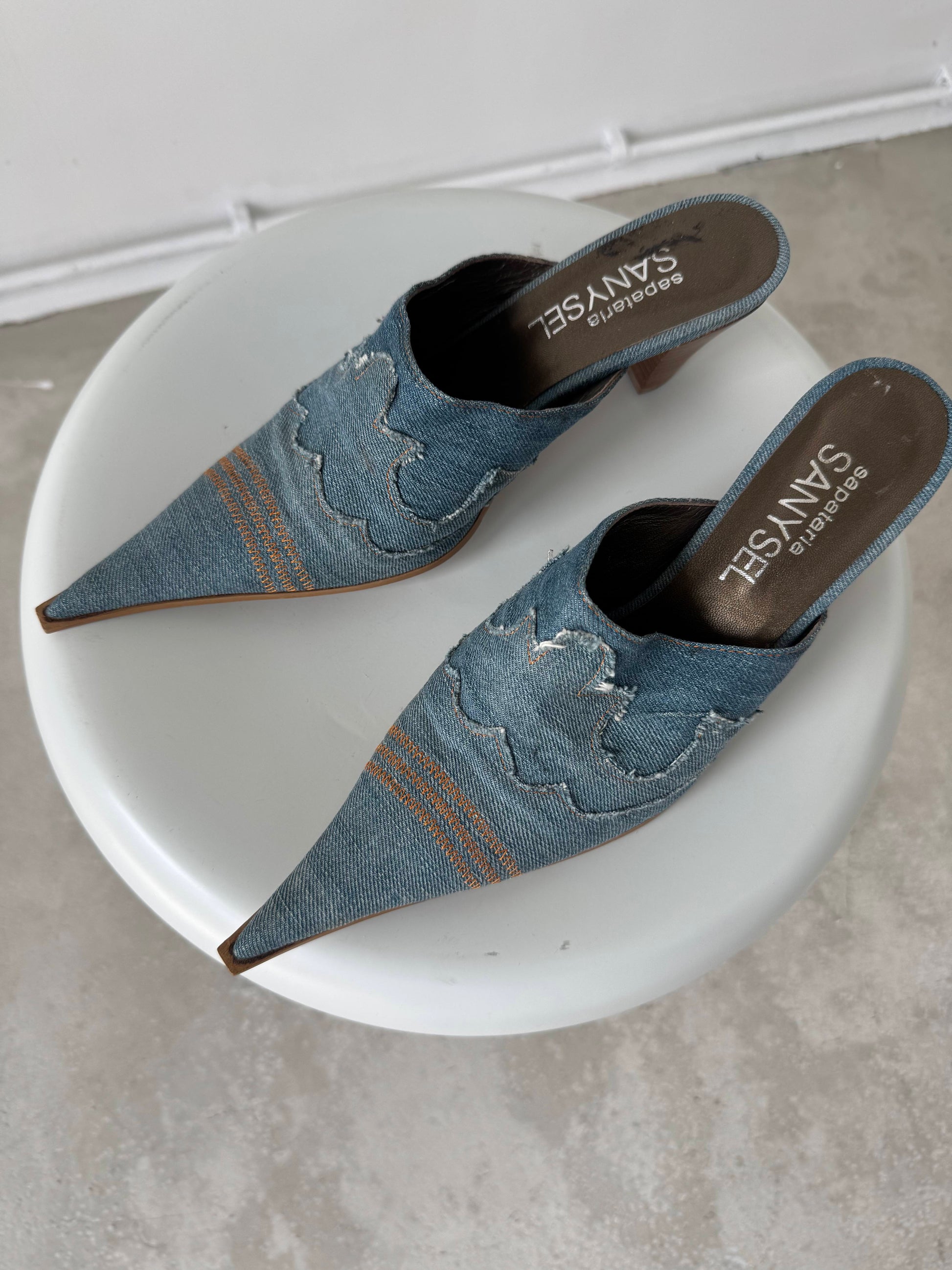 DENIM MULES